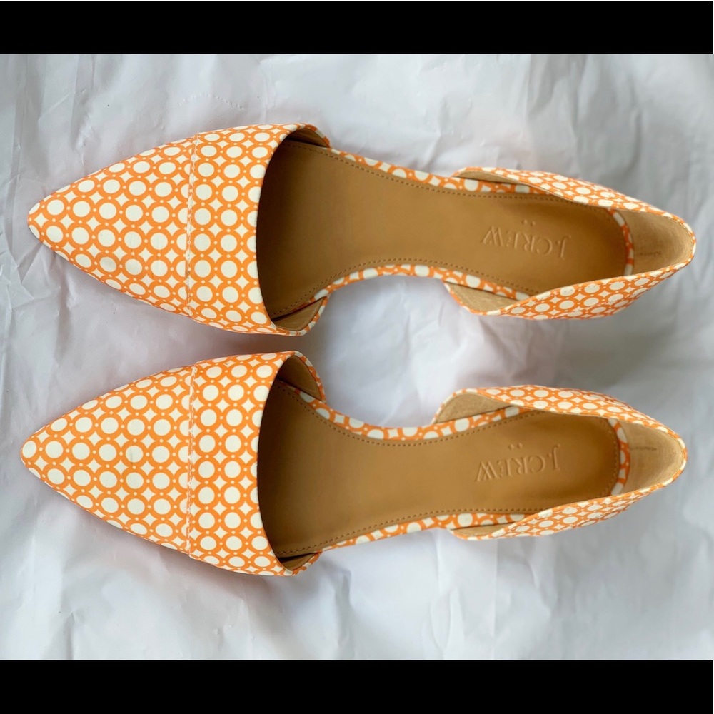 NWOT J.Crew flats shoes white/orange size 8